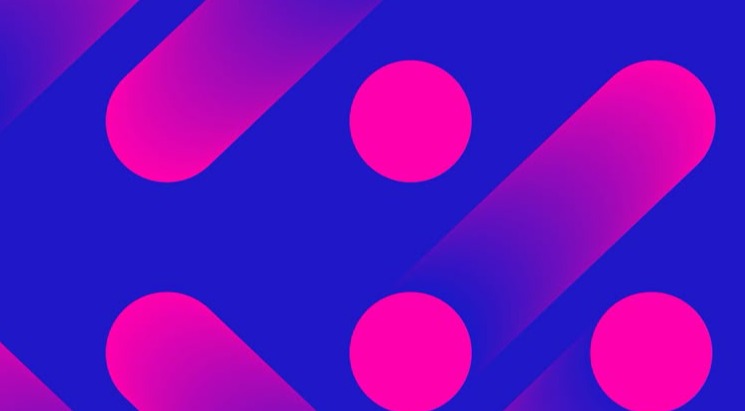 Magenta capsules and dots repeating on violet