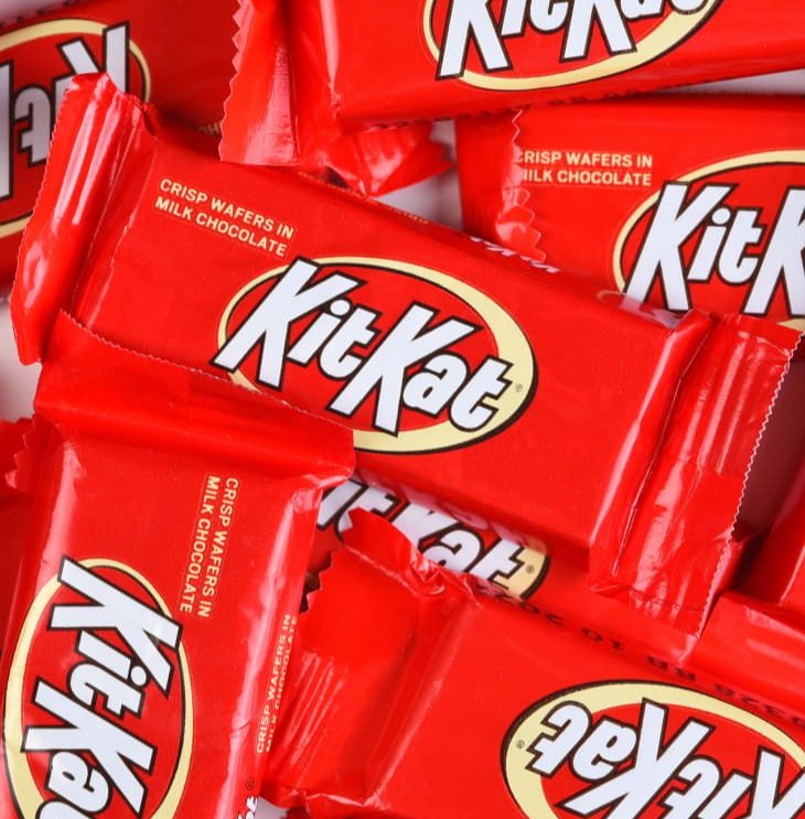 KitKat bars in red wrappers