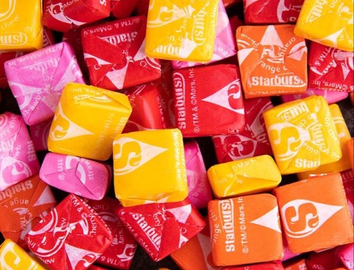 Starburst fruit chews in their wrappers