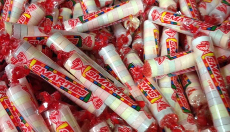 Smarties rolls in cellophane