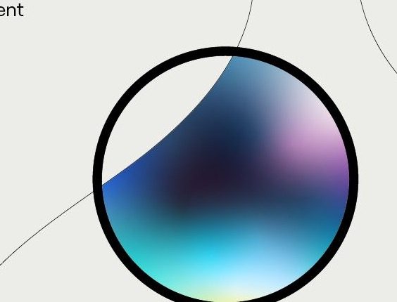 A soft abstract gradient sphere inside a thin ring
