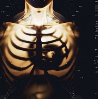 An x-ray torso rendered in warm golden glow