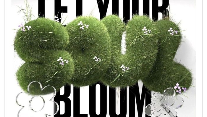 Letters grown from moss and daisies