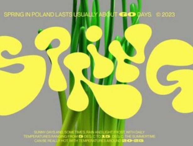 Dripping yellow blob letters poured over a tulip photo