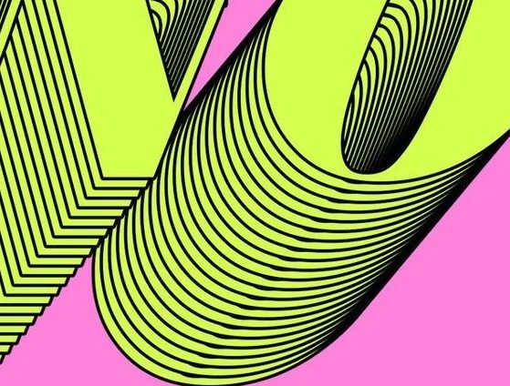 Lime moiré stripes on pink