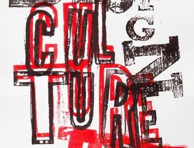 CULTURE in letterpressed red and black type with uneven ink bleed
