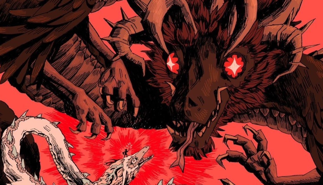 Tears of the Kingdom dragon-form Ganon, painterly