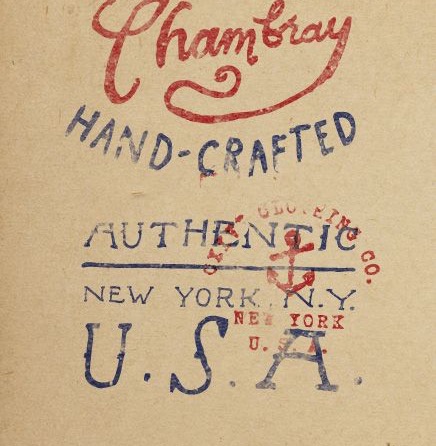 A stamped vintage Chambray hand-crafted maker's mark, New York USA