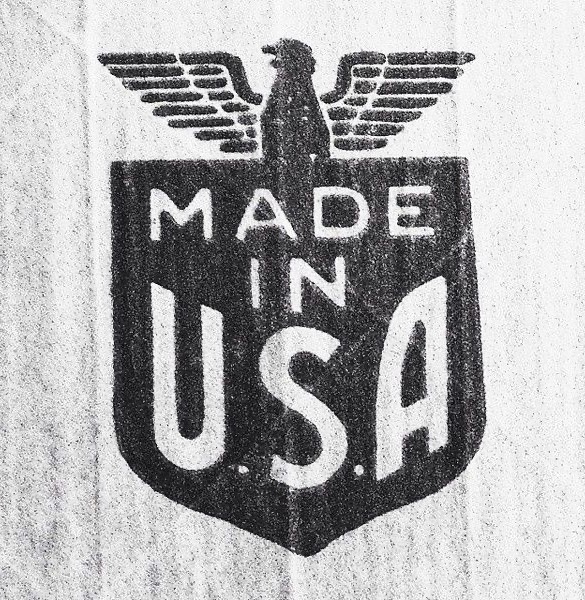 An industrial Made in USA badge with an eagle