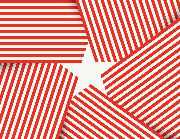 Abstract red stripes with a star in negative space