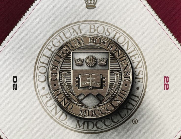 The Boston College seal in European heraldic style