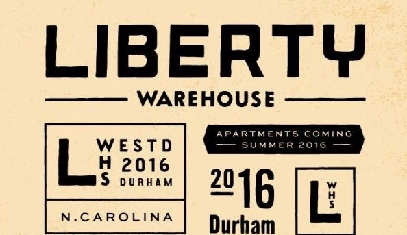 Liberty Warehouse real estate branding in vintage type