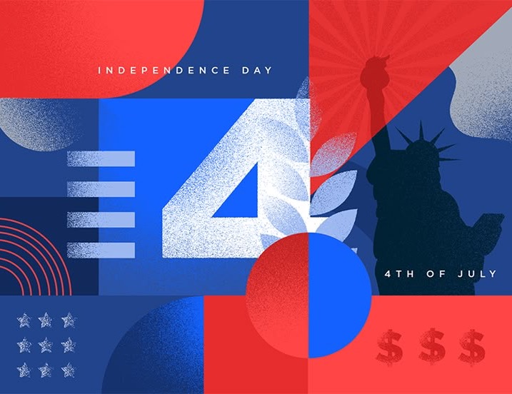A modern geometric Independence Day graphic