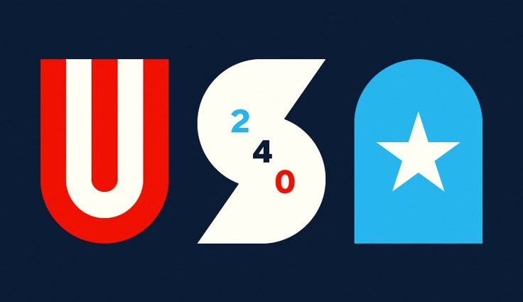 USA 240 in modernist letterforms