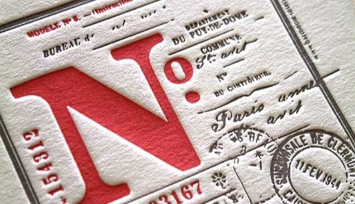 A letterpress No. with a French postal aesthetic