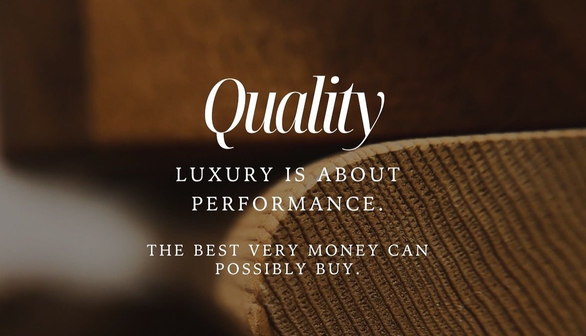 Quality serif type declaring luxury is about performance